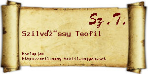 Szilvássy Teofil névjegykártya